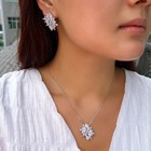 Leaf Cubic Zirconia Earrings And Necklace Bridal Jewelry Set Silver Plated Women