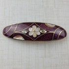 Vintage 80s Oval Hair Clip Barrette Abalone Inlay White Flower Multicolor