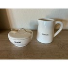 Mud Pie Circa Cream   Sugar Set Farmhouse Ceramic Sugar Bowl Sweetie Spoon
