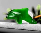 Green Dolphin Totem Spirit Animal Carved Cat s Eye Stone Fetish Figurine 9030