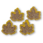 Vintage Handmade Set Of 4 Beaded Gold Satin Back Maple Leaf Drink Coasters