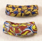 2 Old Venetian Glass Multicolor Millefiori Elbow African Trade Beads