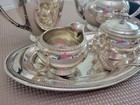 6 Pieces Fiesta Oneida Silver Plate Tea And Coffee Set Oneida Creamer Sugar Bowl