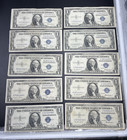 Lot Of 10  1 One Dollar 1935 Blue Seal Silver Certificate Notes Vg   F Circ  908