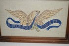 American Vtg Needlepoint Art  Patriotic Bald Eagle Embroidery E Pluribus  nnh39 