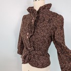 Vintage Floral Blazer Jacket L Brown Whimsigoth Witchy Steampunk Brocade Ruffle