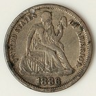 1886 Love Token Seated Liberty Dime - Engraved    nellie     Chain Hole - Lt31