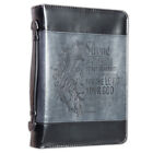 Bible Cover Extra Large Lion Be Strong And Courageous Luxleather Black