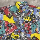 Vintage 90s Santana Button Up Shirt Mens M Pop Art Abstract Colorful Shapes
