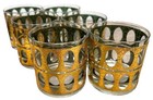 Mid Century Rocks Glasses Culver Gold Pisa Vintage Barware Tumblers Set Of 6
