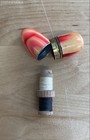 Vintage Travel Sewing Kit Marbled Capsule Case Wooden Spool 2 Inch Miniature