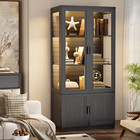 Display Cabinet With Led Lights 67  4 Tier Bookshelf Storage Cabinet With Magnet