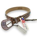 Bb Simon Pink Crystal Leather Belt Size Junior Xs New