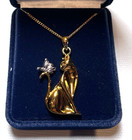 Vtg Rare Danbury Mint Butterfly Kiss Cat Pendant Necklace 18  Collector  e 