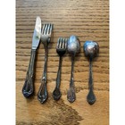 Vintage Wm A Rogers Oneida Silverplate Flatware Set 5pc Floral Scroll Pattern