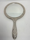 Vintage Silver-plated Hand Mirror Ornate Repousse Floral Design Victorian