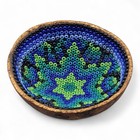 Vintage Huichol Beaded Gourd Ceremonial  offering Bowl  Mexican Folk Art 2 