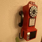 Crosley Retro Corded Fake Telephone Rotary Dial Wall Mountable Red black