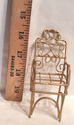 2 Vtg Glittery Gold Tone Wire Metal Dollhouse Furniture Chair Heart Scrolls