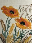 Vintage Finished Framed Crewel Embroidery Orange Poppies Poppy Flowers 18x22