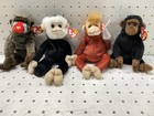 Vintage Ty Beanie Babies Monkey Gorilla Baboon Stuffed Plush Lot 4 Small Toys