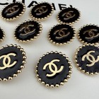 10 Chanel Buttons Black Gold Cc Logo Metal 22mm Vintage