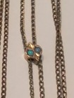 Antique Gold Filled Watch Chain Necklace With Opal Slide
