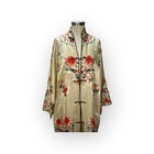 Antique 1920 s Chinese Silk Embroidered Ornate Brass Buttons Butterfly Robe Coat