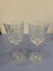 Antique Abp Cut Crystal Hobstar   Pinwheel Pattern Wine Glasses 7 5 h  pair 
