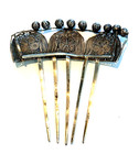 Antique Art Noveau Filigree Sterling Silver Hair Comb