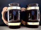 2 Vintage Mid-century Western Cowboy-themed Siesta Ware Mugs W  Wood Handle 5 5 