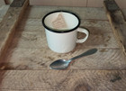 Genuine Vintage Soviet Ussr Russian Army Soldier Metal Enameled Cup Mug   Spoon