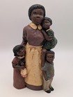 Vintage African American Mother   Children Resin Figurine Black Folk Art Statue