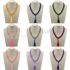 Faceted Gemstone 108 Prayer Beads Tibet Buddhist Mala Tassel Pendant Necklace