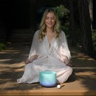 Cvnc 432hz 8  F Heart Chakra Frosted Crystal Singing Bowl Sound Heal Bath Green