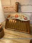 Vintage Copper And Cream Color Floral Metal Dustpan W  Handle   Hanging Hook