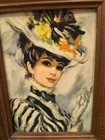 Victorian Art Woman By John Strevens Dac Ny Litho Print Vintage Wooden Frame