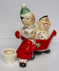 Vintage Holt Howard Happy Christmas Carolers 3 Singers Double Candle Holder 1958