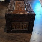 Chinese Brown Camphor Wood Chest With Carved Panels And Asian Motifs
