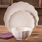 The Pioneer Woman Farmhouse Lace 12-piece Dinnerware Set Linen Service For Four