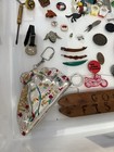 Vtg Junk Drawer Lot Smalls Cracker Jack Pins Toys Hong Kong Key Chains Much More