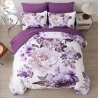 Purple Floral Comforter Set Queen 7 Pieces Bed In A Bag  Elegant Flower Beddi   