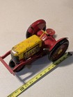 Vintage Marx Tin Lithograph Toy Tractor Red W Front Plow - 1950s Litho 