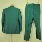Men s Vtg 70s Dark Green 2 Pc Leisure Suit Sz L 1970s Polyester Disco