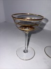 Mcm 1950   s Gold Striped Cordial Glasses  Gold Rims-set Of 2
