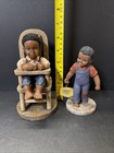Vintage Black Americana Figurines Set Boy In High Chair   Child Carrying Bucket