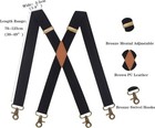 Mens Suspenders With 4 Swivel Hooks Adjustable Heavy Duty Braces Black-05