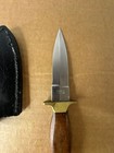 Vintage Stainless Pakistan Boot Dagger Knife With Wood Handle And Leather Sheath