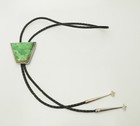 Southwestern Vintage Handmade Sterling Silver Green Turquoise Bolo Tie Necklace 