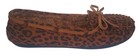 Women Suede Brown Leopard Print Moccasin Slip On Faux Fur Lined Indoor Outdoor